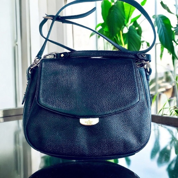 kate spade Handbags - Kate Spade ♠️ Black Flap Pebbled Leather Bag